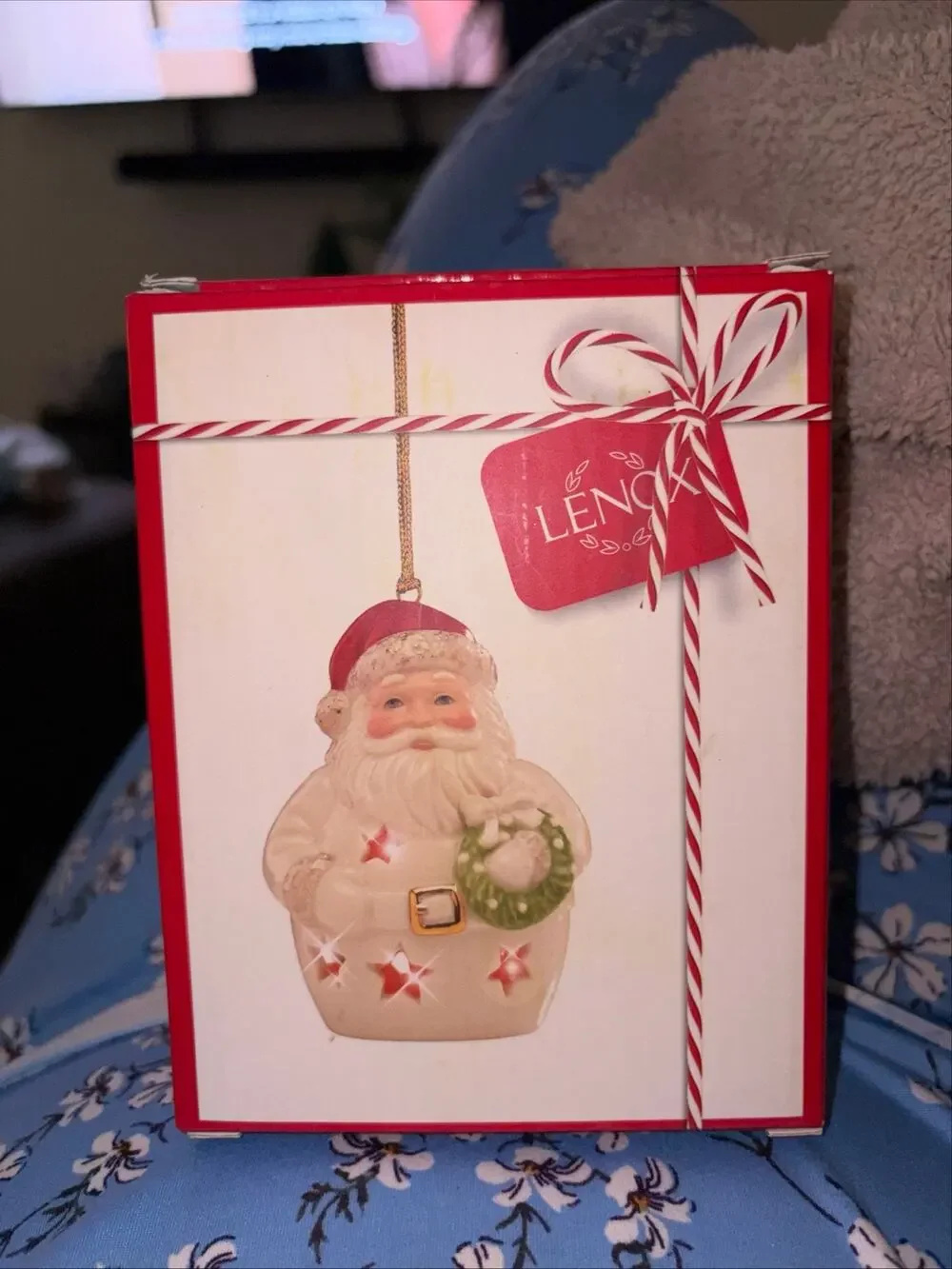 Lenox Pierced Lit Santa Ornament brand new in its original box hard to find